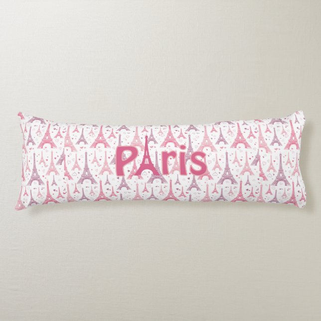 Coussins Longs Paris France Tour Eiffel Rose violet Europe (Devant)
