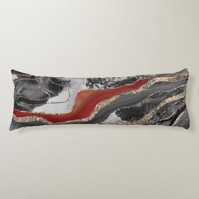 Coussins Longs Parties scintillant d'agate de marbre liquide Glam (Devant)