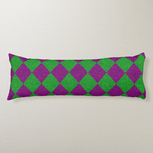 Coussins Longs Parties scintillant de diamants violet et vert (Devant)