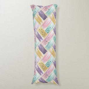 Coussins Longs Pastel Brushstroke & Gold Crisscross Abstrait