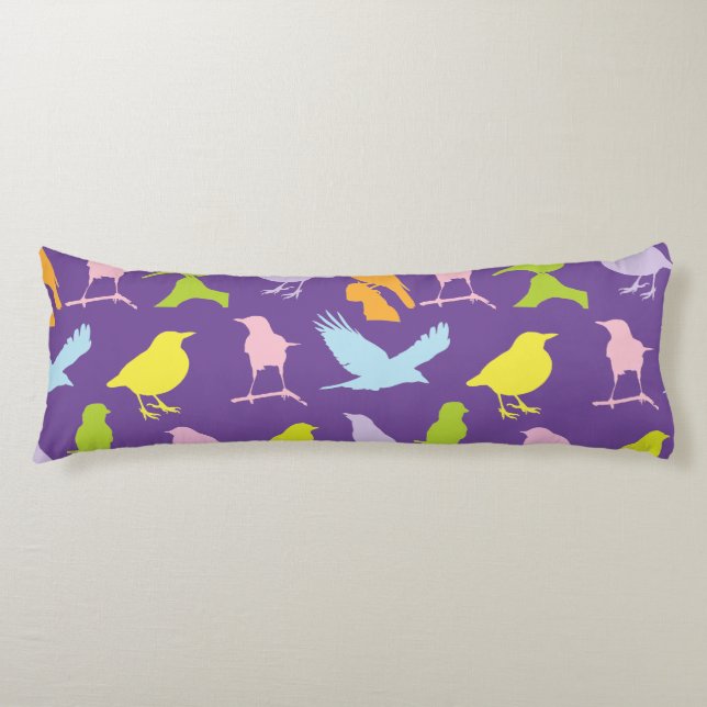 Coussins Longs Pastel Coloured Variété d'oiseaux Motif (Devant)