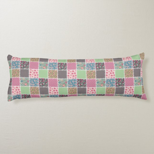 Coussins Longs Pastel Floral Quilt Carré (Dos)