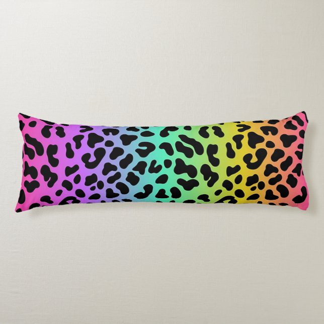Coussins Longs Pastel Rainbow Cheetah Print (Devant)