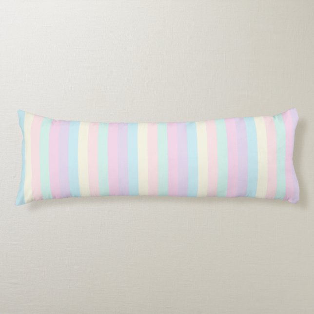 Coussins Longs Pastel Rainbow Sherbet Stripes (Devant)
