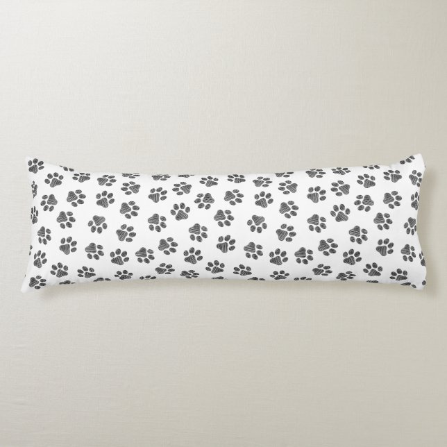 Coussins Longs Patrouilles de Doodle, Paws de Chien, Paws Noirs (Devant)