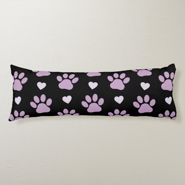 Coussins Longs Pattern of paws, Dog paws, Lilac paws, Hearts (Devant)