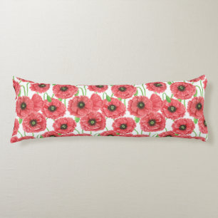 Coussins Longs Pavot aquarelle motif floral