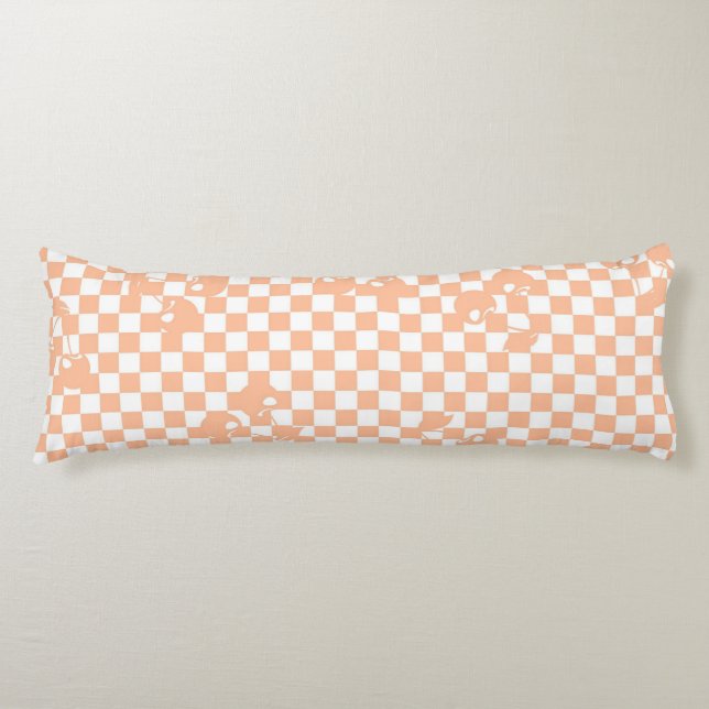 Coussins Longs Peach Fuzz Cherry En vichy Motif (Devant)