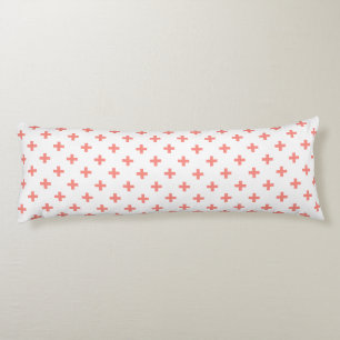 Coussins Longs Peach polka croise sur blanc