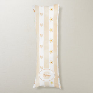 Coussins Longs Pêche et Blancs - Coeurs, Fleur, Empreinte de patt