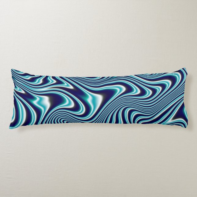 Coussins Longs Peinture à marbrage fluides bleu (Devant)