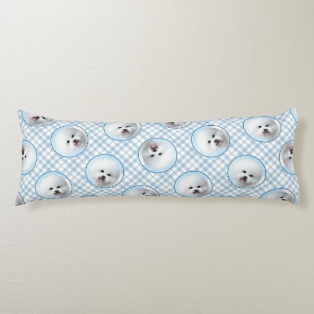 Coussins Longs Peinture Bichon Frise Tenerife Chien Blanc Mignon  (Devant)