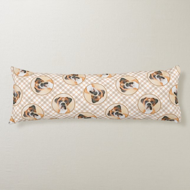 Coussins Longs Peinture de Boxer Fauve Oreille Non Coupée Art de  (Devant)