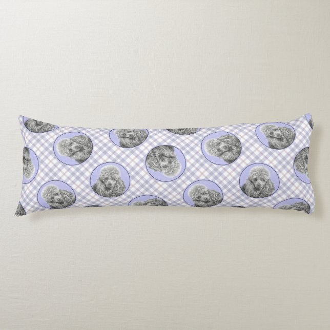 Coussins Longs Peinture de caniche Jouet miniature Argent Gris Ch (Devant)