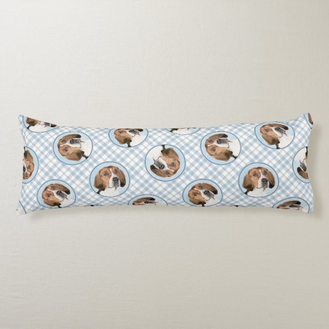 Coussins Longs Peinture de Foxhound Anglais Mignon Art de Chien O (Devant)