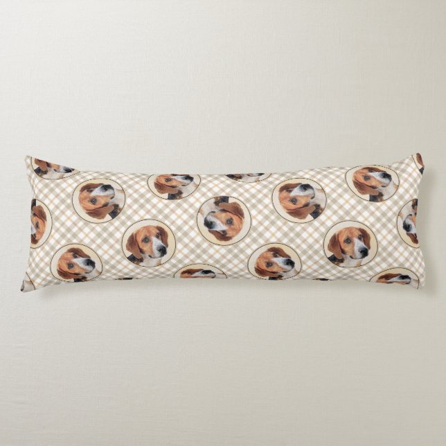 Coussins Longs Peinture de Harrier Tri-Couleur Mignon Art de Chie (Devant)