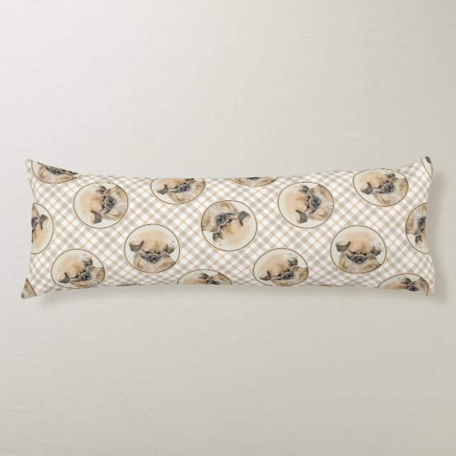 Coussins Longs Peinture de Pékinois Faon Mignon Chien de Compagni (Devant)
