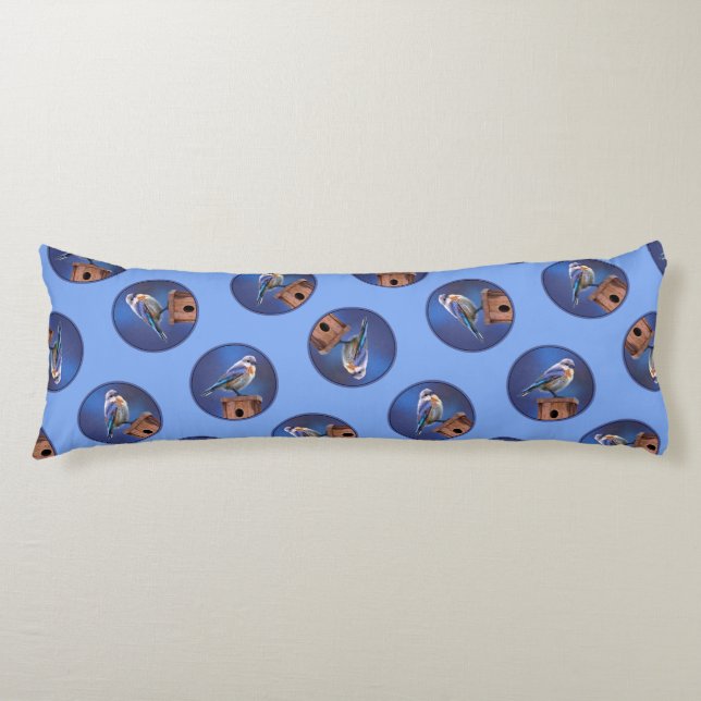 Coussins Longs Peinture féminine d'oiseau bleu de l'Est Art d'ori (Devant)