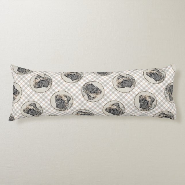 Coussins Longs Peinture mastiff anglais Brindle art original chie (Devant)