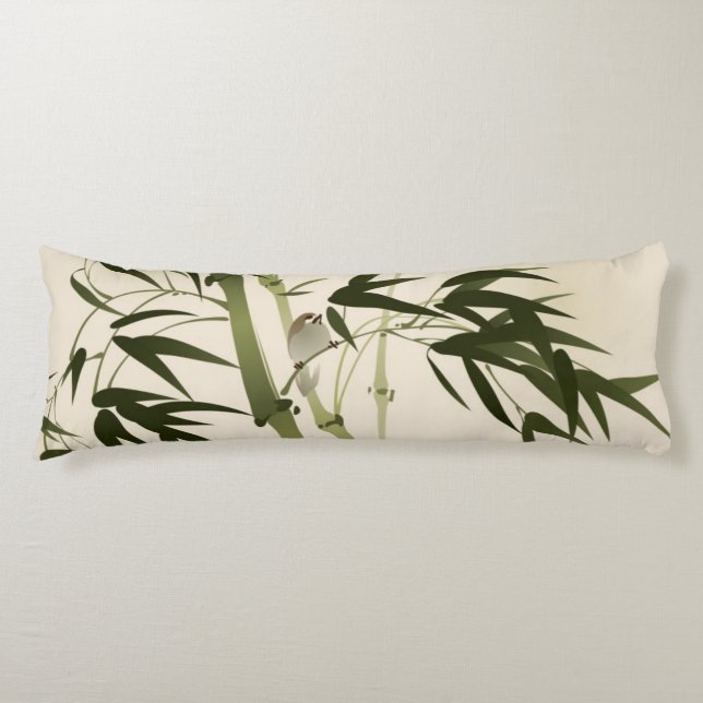Coussins Longs Peinture orientale de style, branches en bambou (Devant)