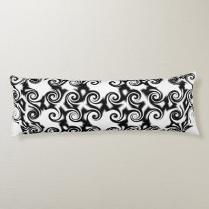 Coussins Longs Pentagone en volute noir sur blanc