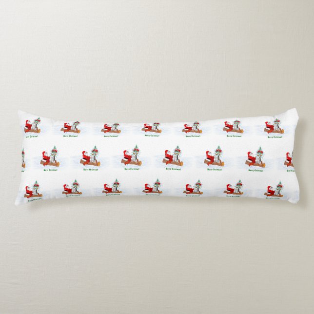 Coussins Longs Père Noël avec Renard de lapin et écureuil (Devant)