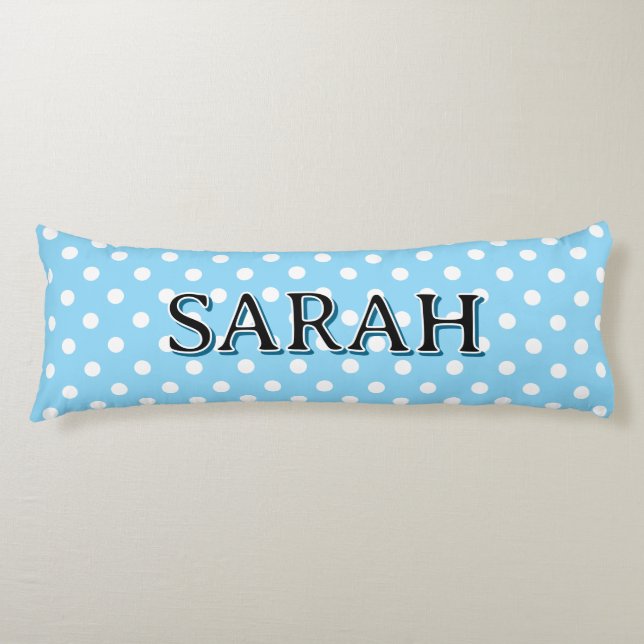 Coussins Longs Personalized Body Pillow with white polka dots (Devant)