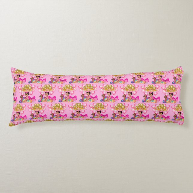 Coussins Longs Petite fille en rose (Devant)