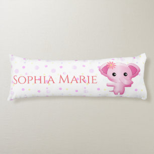 Coussins Longs Petite fille rose adorable Eléphant