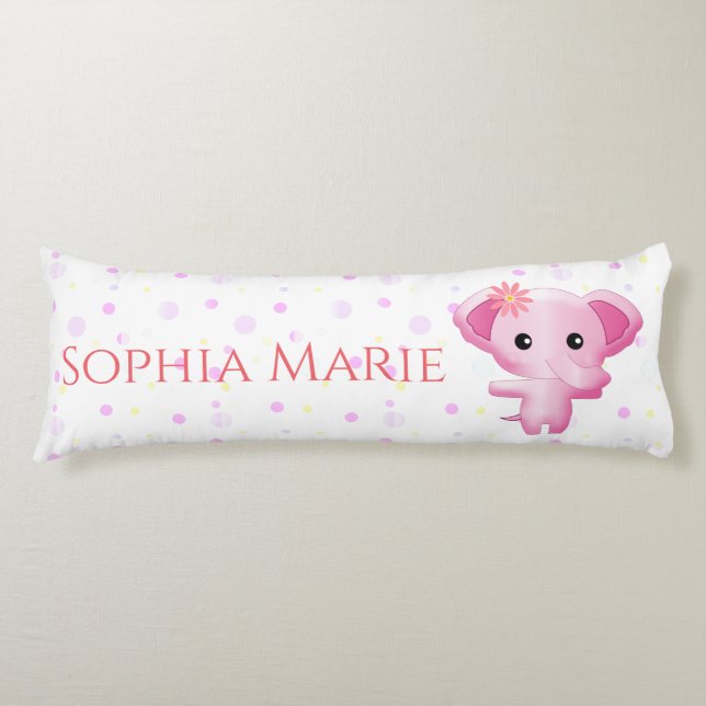 Coussins Longs Petite fille rose adorable Eléphant (Devant)
