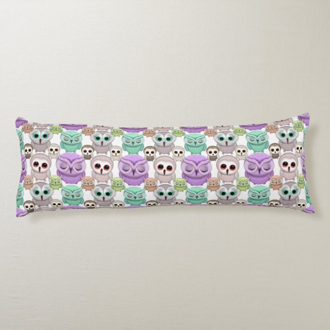 Coussins Longs Petits hiboux mignons aux couleurs pastel (Dos)