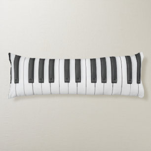 Coussins Longs Piano Keyboard musicien noir et blanc