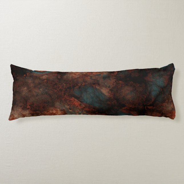 Coussins Longs Pierre rouille et turquoise (Devant)