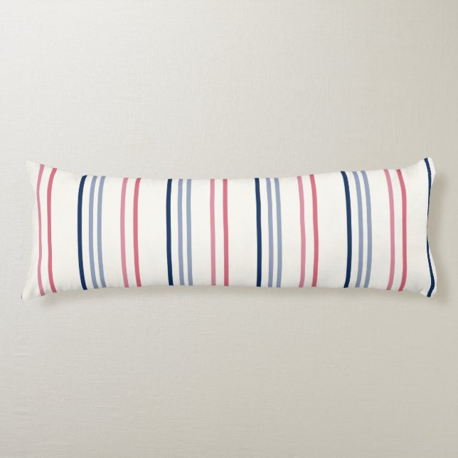 Coussins Longs Pink blue and white stripes (Devant)