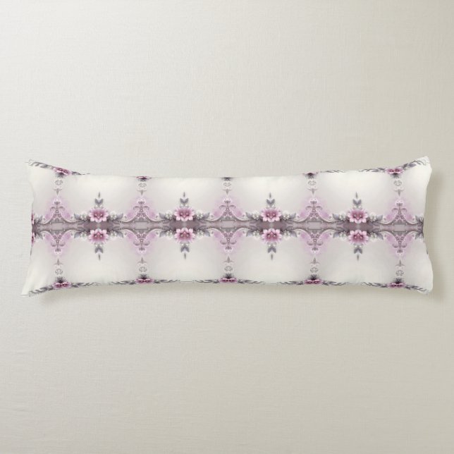 Coussins Longs Pink Floral Frame Body Pillow (Devant)