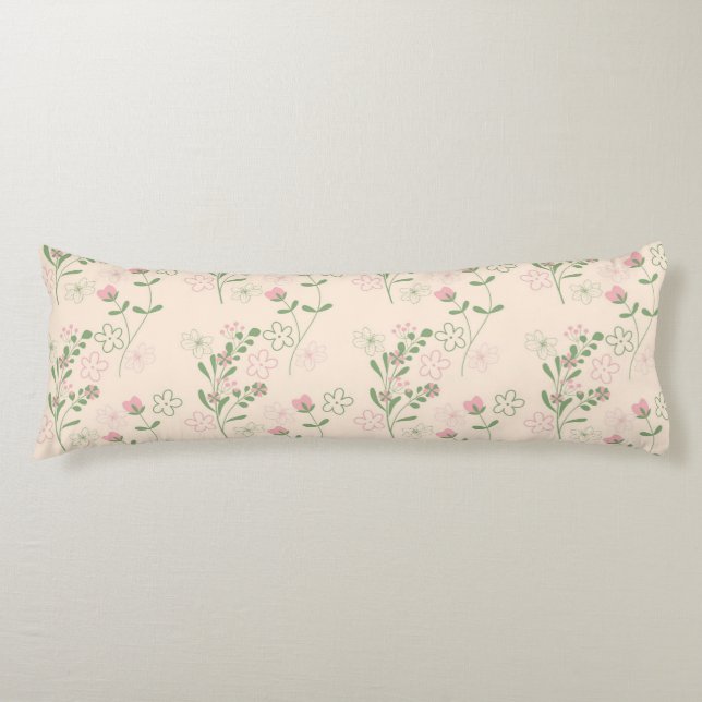Coussins Longs Pink Green Retro Y2K les années 70 Fleur Motif (Devant)