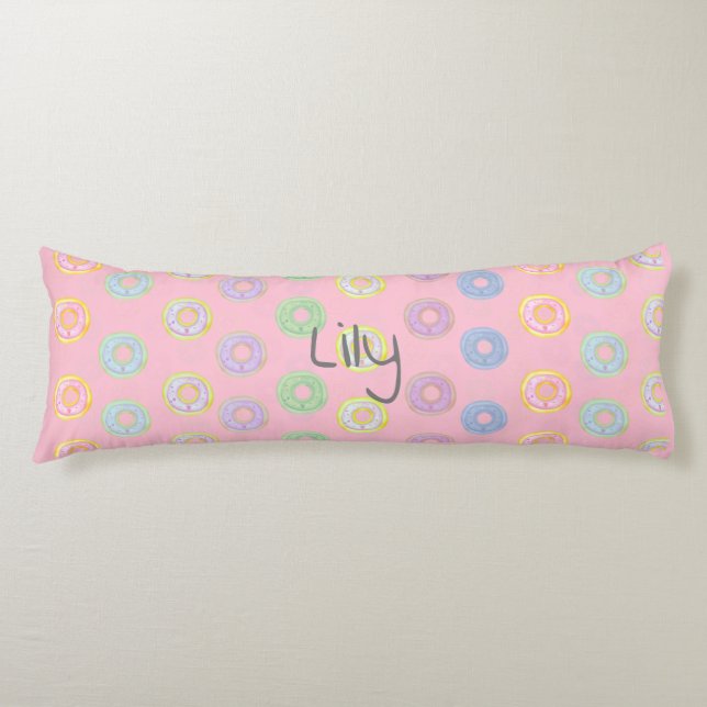 Coussins Longs Pink Reversible Nom personnalisé Oreiller corps Do (Devant)