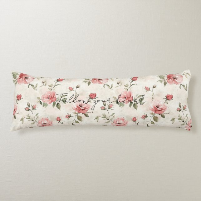 Coussins Longs Pink Roses Floral  (Devant)