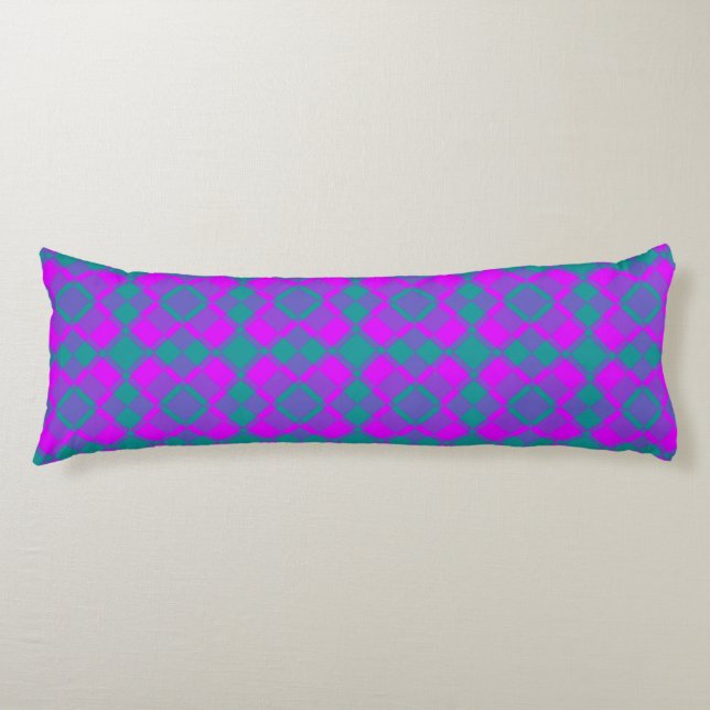 Coussins Longs Pink Teal Purple Checker Argyle Pattern (Devant)