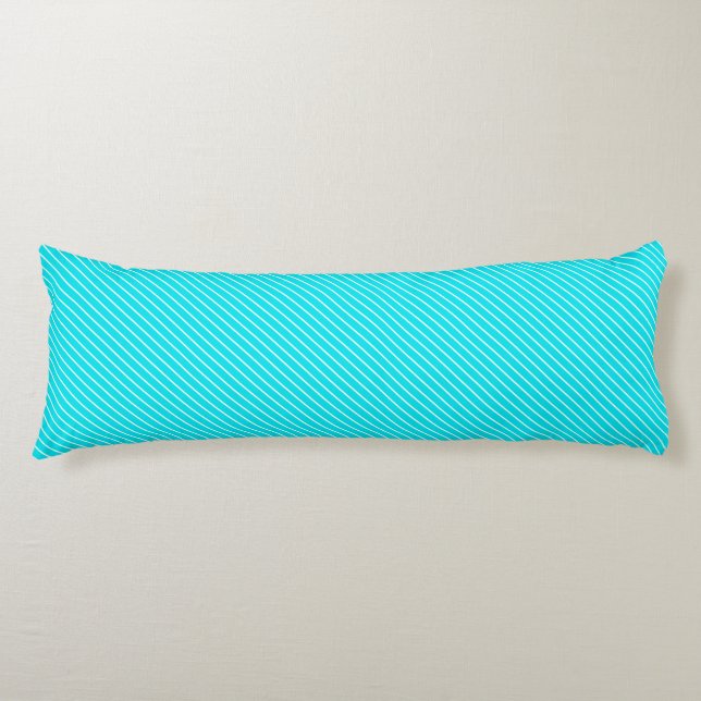 Coussins Longs Pinstripes diagonales - turquoise et blanche (Devant)