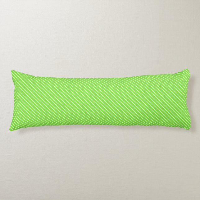 Coussins Longs Pinstripes diagonales - vert citron et blanc (Devant)