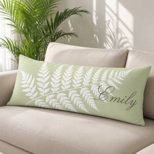 Coussins Longs Pistache Vert Blanc Fougère Élégant Minimaliste