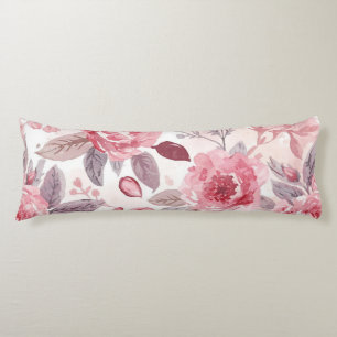 Coussins Longs Pivoine Rose Pâle Aquarelle Jardin Floral