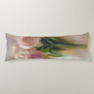 Coussins Longs Pivoines roses rêveuses dans un vase blanc