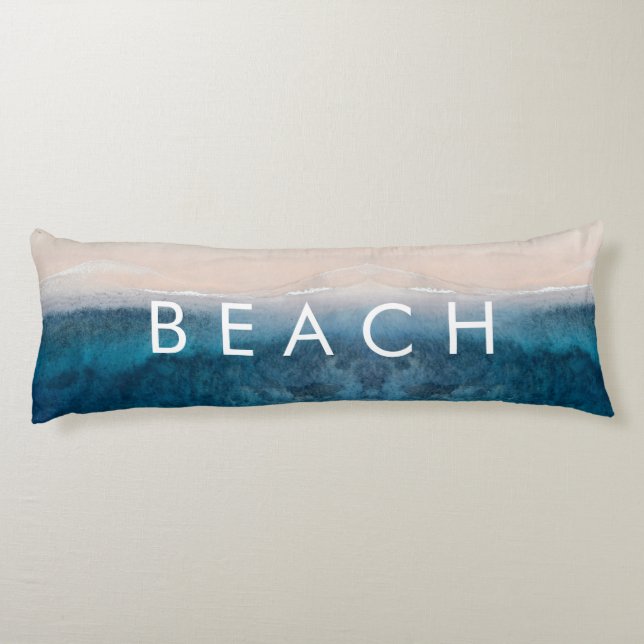 Coussins Longs PixDezines aquarelle PLAGE DE SABLE ROSE (Dos)