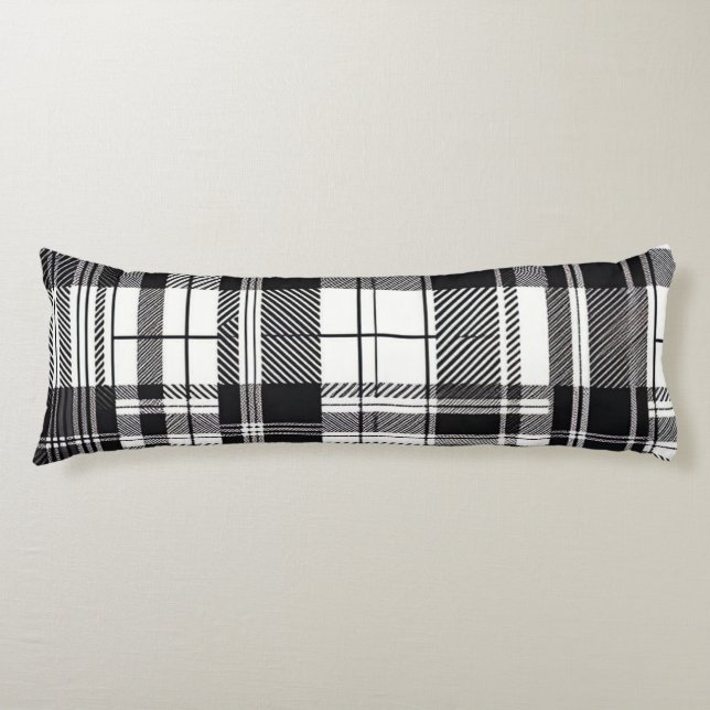 Coussins Longs Plaid noir et blanc (Devant)