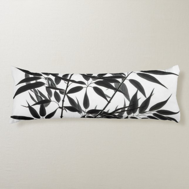 Coussins Longs Plante en bambou noir et blanc (Devant)