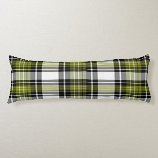Coussins Longs Plat vert olive et noir (Devant)