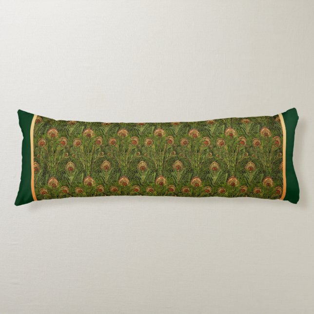 Coussins Longs Plumes de paon vert Oreiller du corps (Devant)