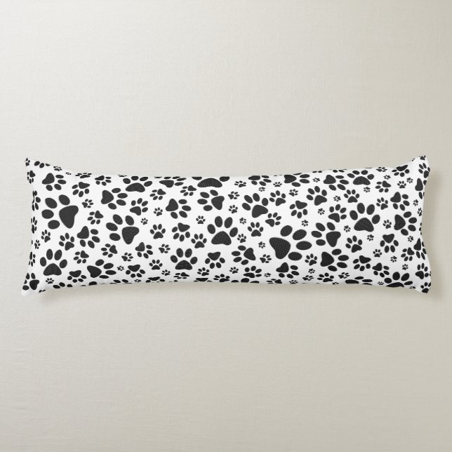 Coussins Longs Poches de chien noir et blanc Poka Dot (Devant)